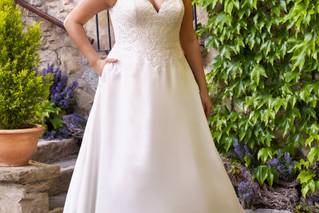 princesse robe de mariée femme ronde grande taille Décolleté En V Long Sans manches Blanc WHITE ONE