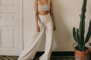 Crop top mariée perles