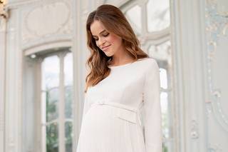 robe de mariée femme enceinte mi-longue col rond