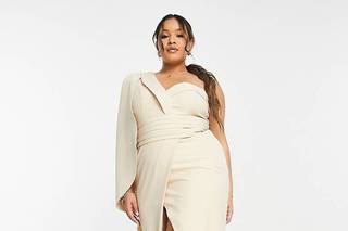 robe grande taille chic beige