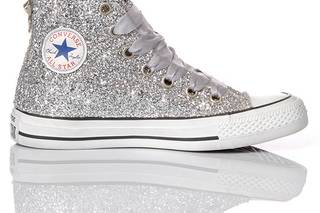 converse de mariée à paillettes argentées