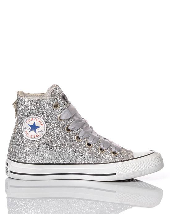 converse de mariée à paillettes argentées