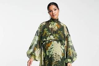 robe de soirée vert imprimé pour mariage