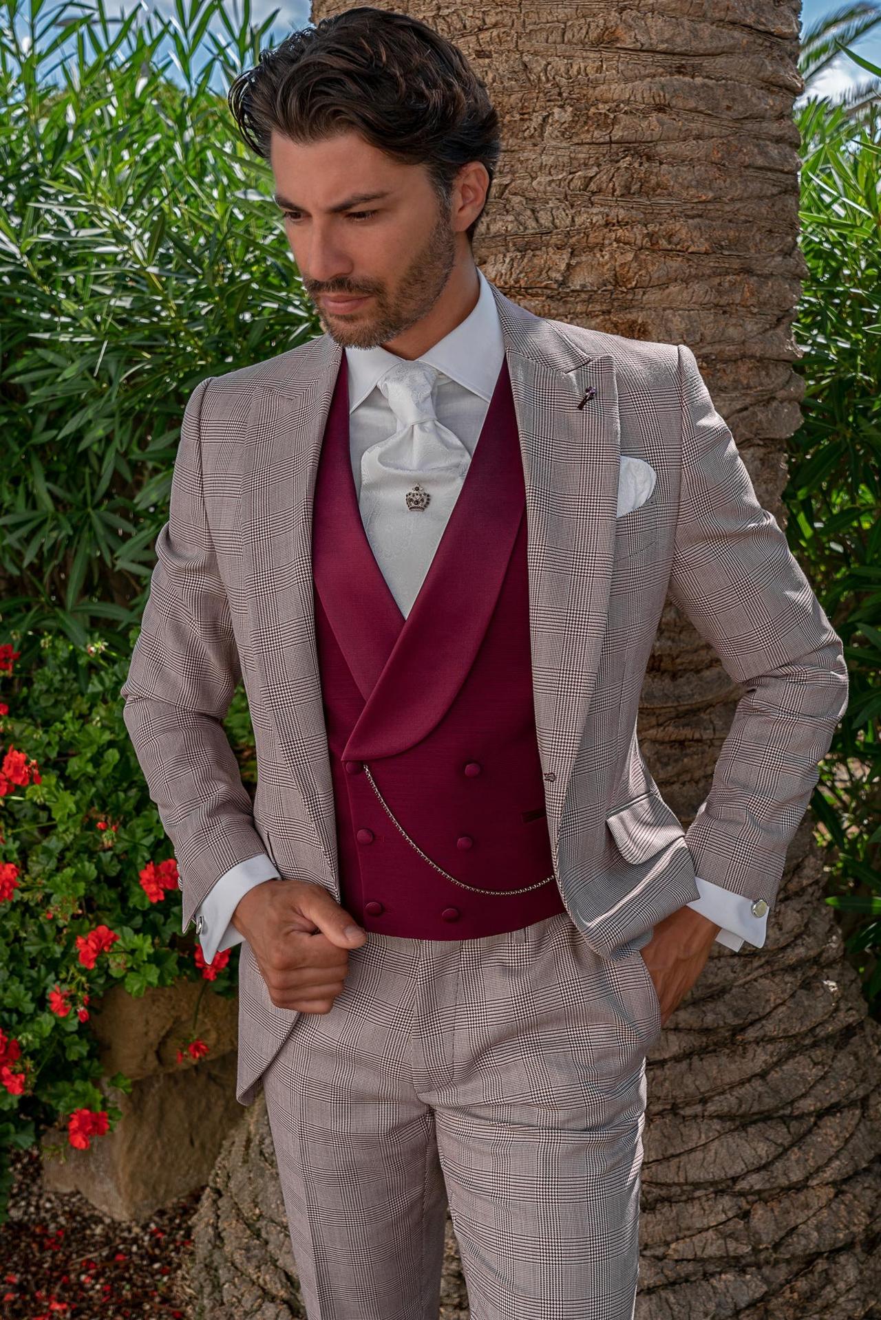costume mariage homme gilet rouge