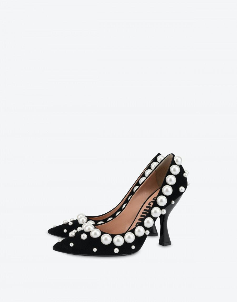 escarpin noir femme avec perles