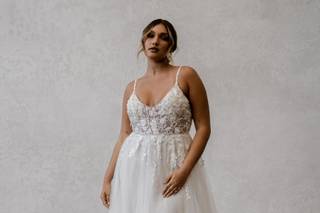 robe de mariée pour femme ronde Coupe A-line Décolleté En V Long Sans manches Blanc