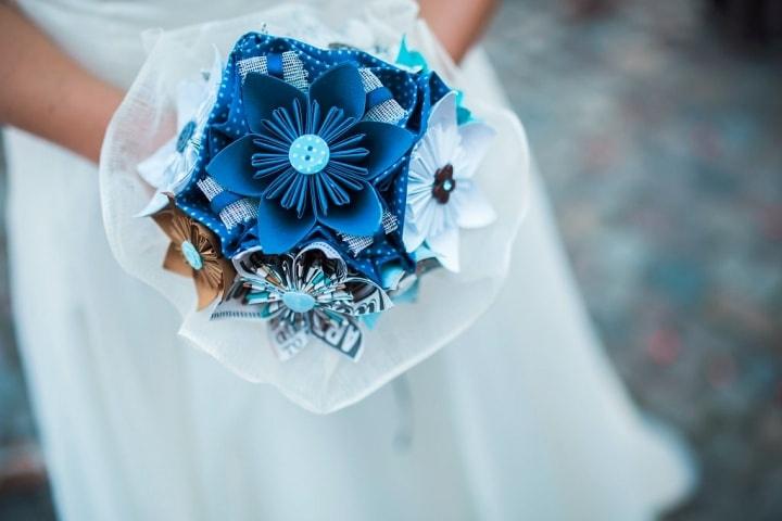 bouquet de mariée bleu