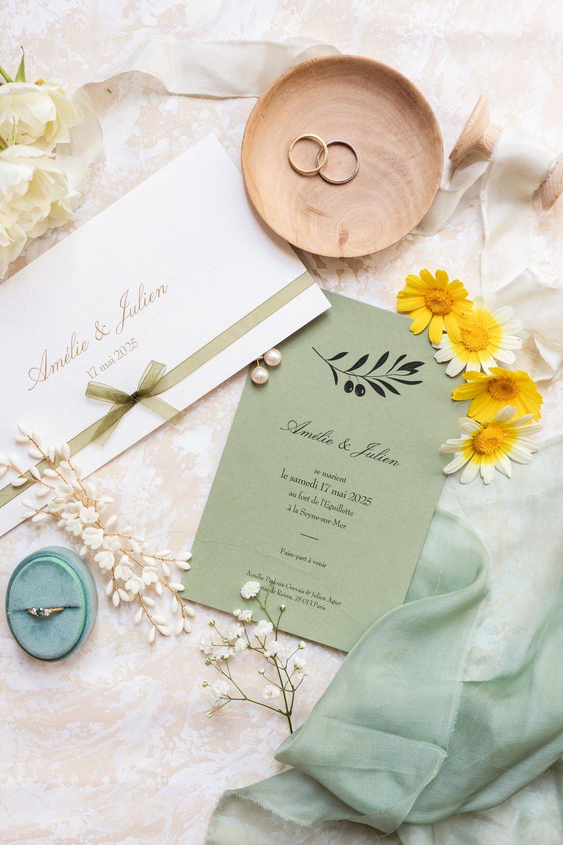 faire part mariage printemps doux et vert pastel