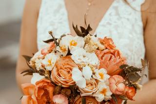 bouquet de mariée rond orangé