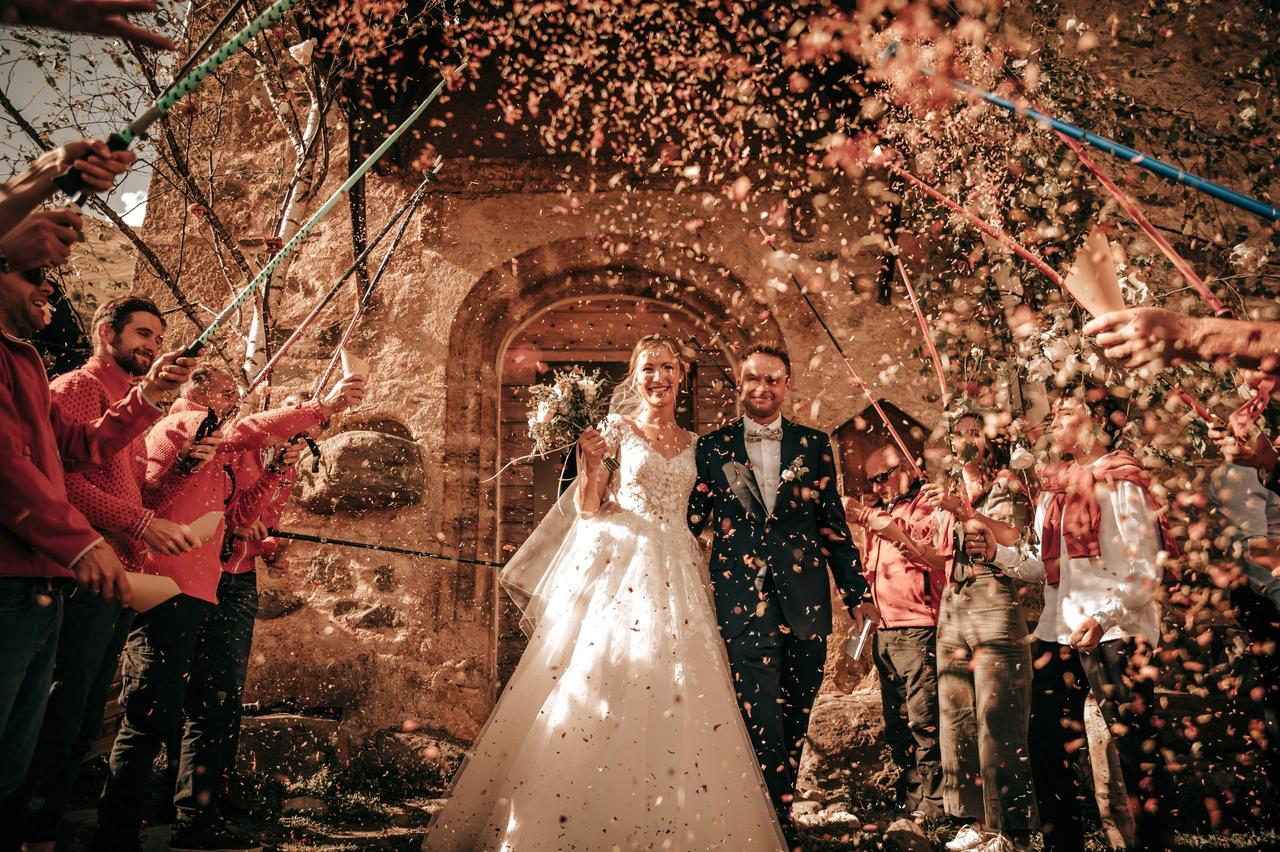 Canon à confettis mariage cœurs blancs - Pour la sortie de l'église