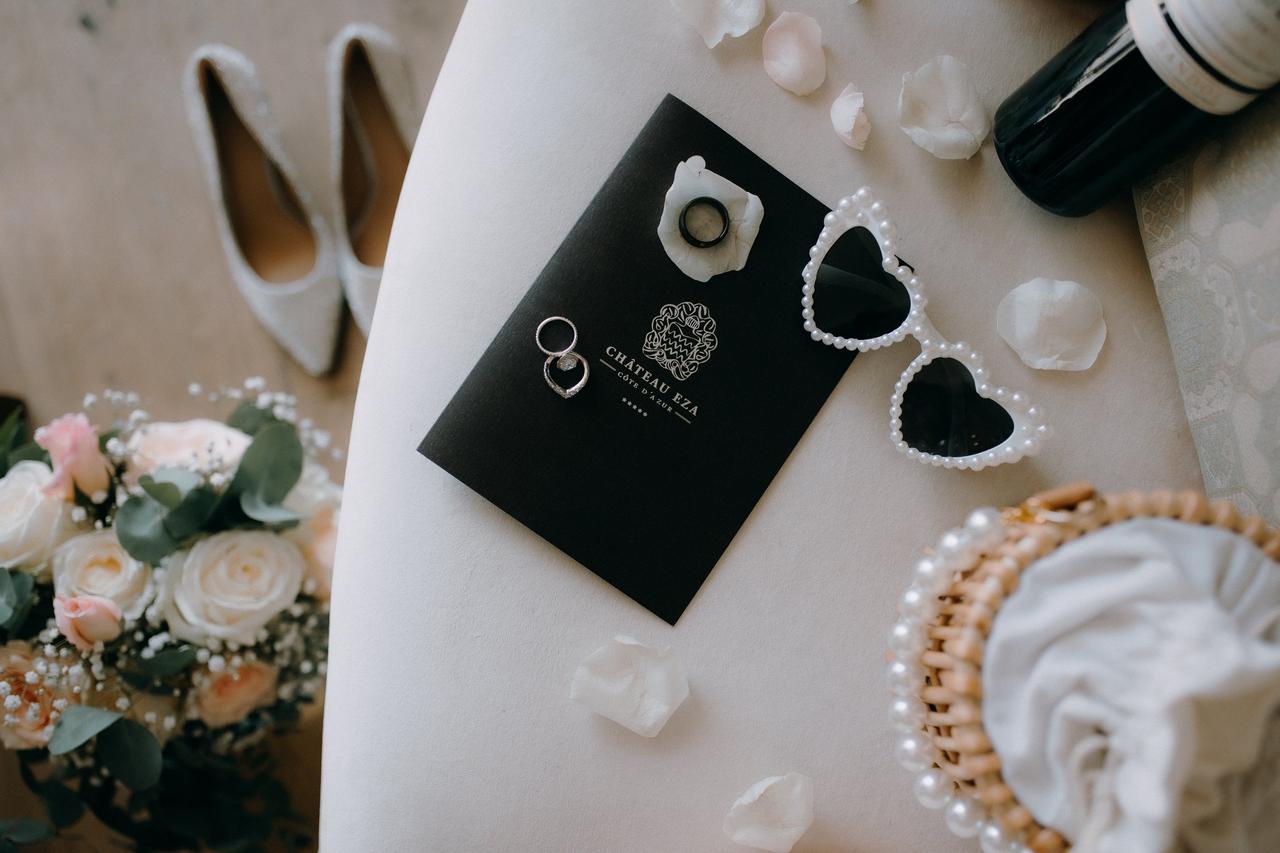 faire-part de mariage chic et moderne noir et blanc