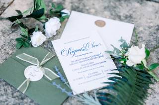 faire-part de mariage chic vert et blanc