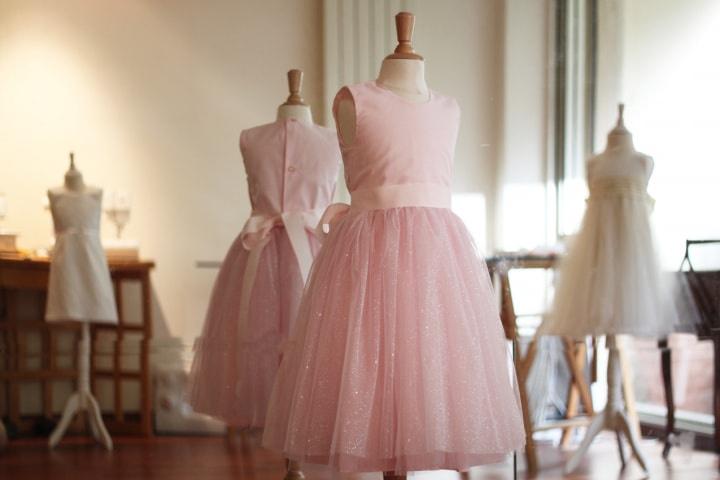 Rétro Tutu Rose Robes De Fille De Fleur Courte Pour Pays De Noce