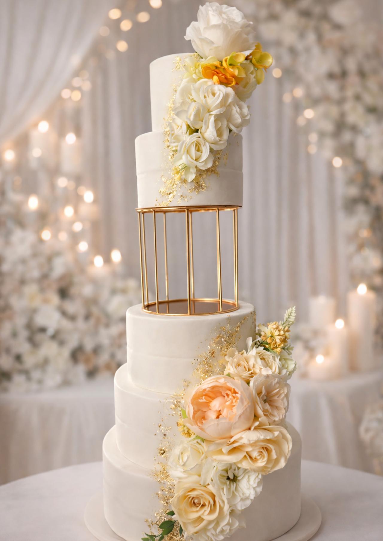 presentoir gateau de mariage dore pas cher