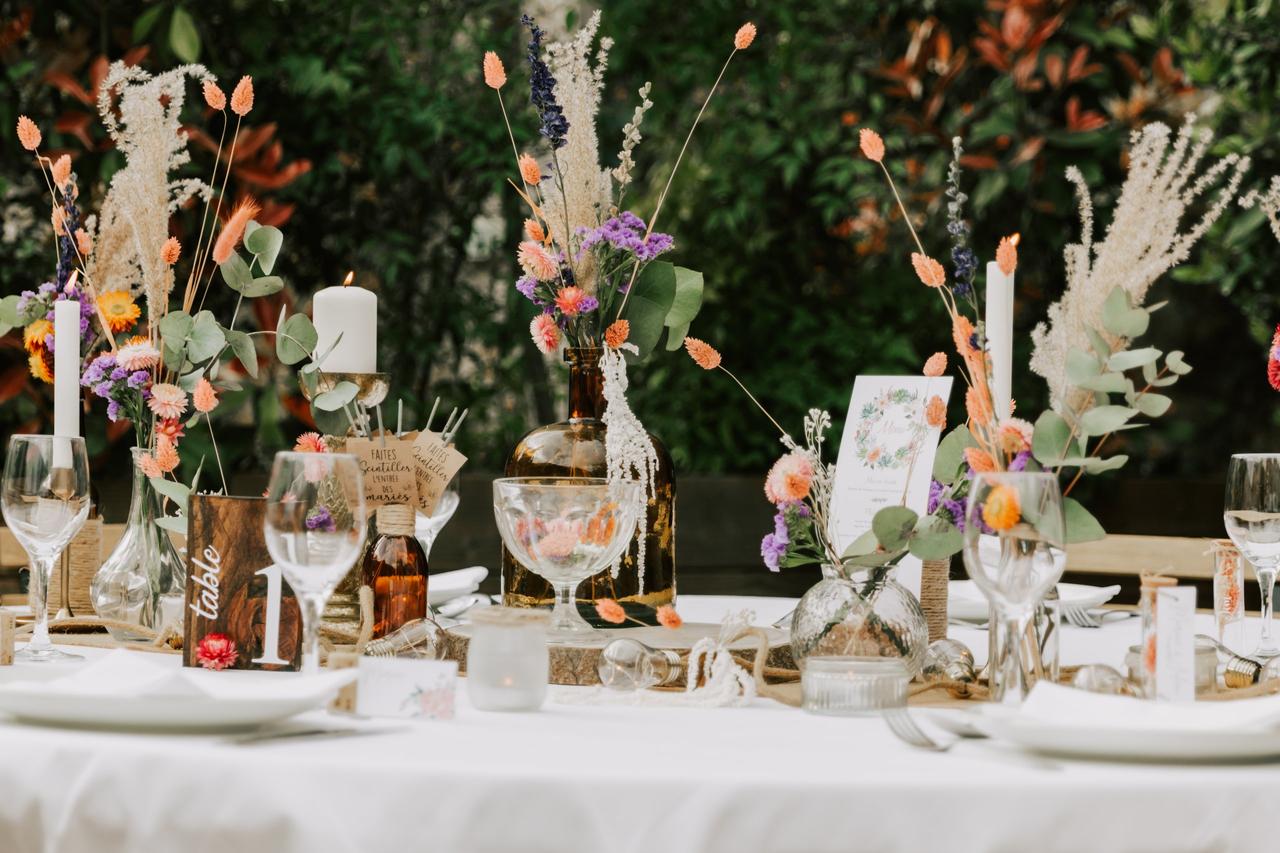 Décoration table mariage champêtre - comment la faire fonctionner