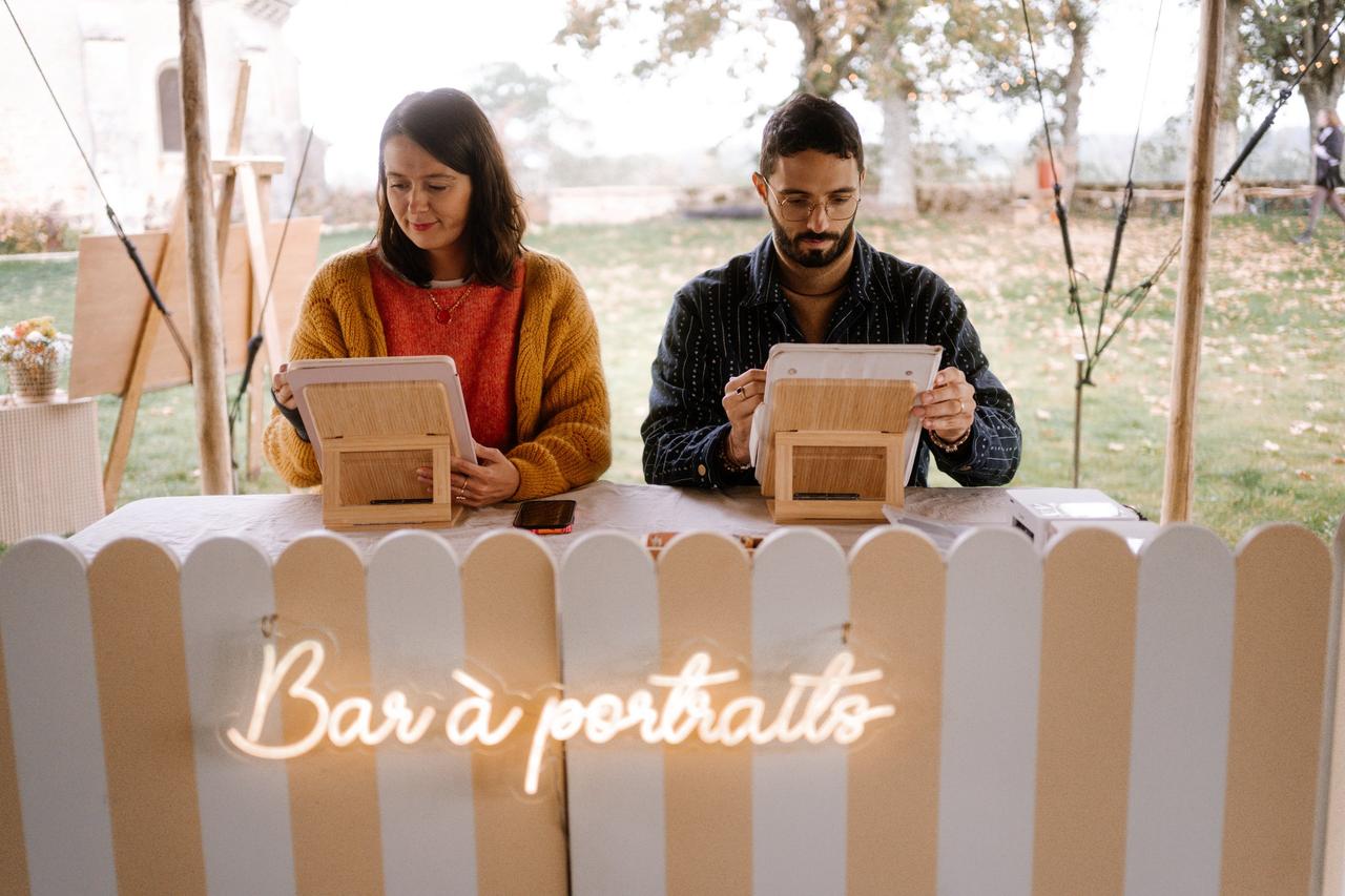 mariage d'automne bar à portraits