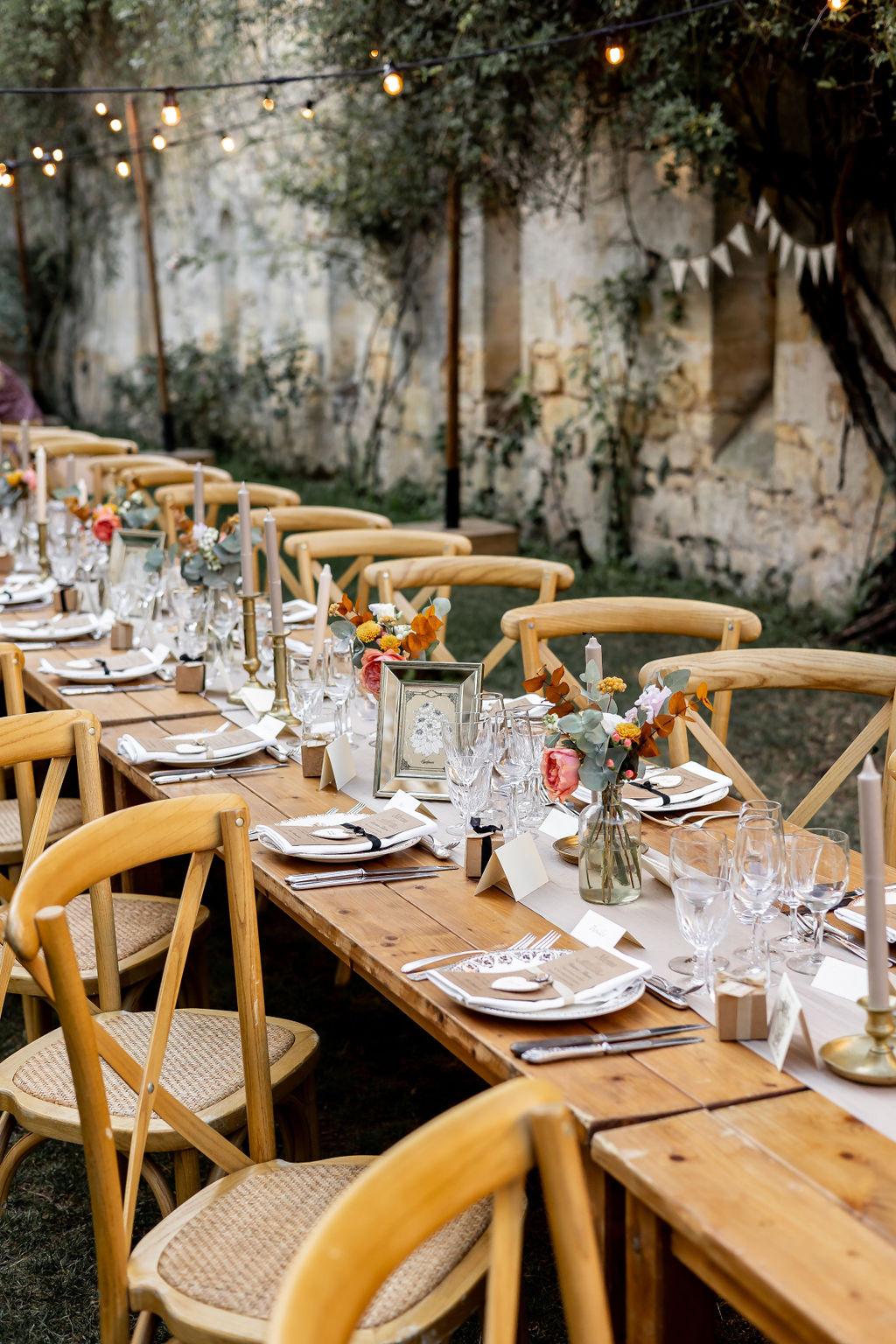 table d'honneur mariage exterieur style champetre, placement invités