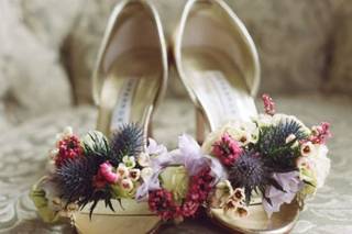 chaussure de mariage femme fleurs sechees