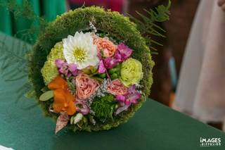 bouquet mariée original rond vert