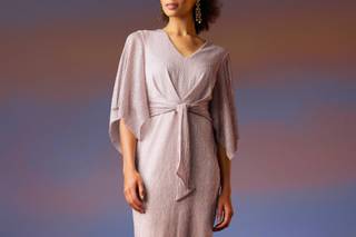 robe invitee mariage hiver mi-longue rose