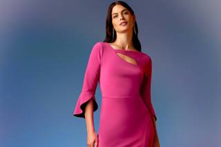 robe invitee mariage hiver mi-longue fuschia