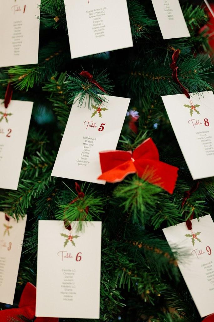 mariage noel deco plan de table vert et rouge