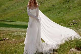 robe de mariée avec cape longue champêtre