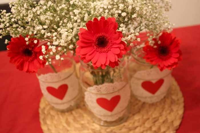 Centre de table pour un mariage à la Saint Valentin