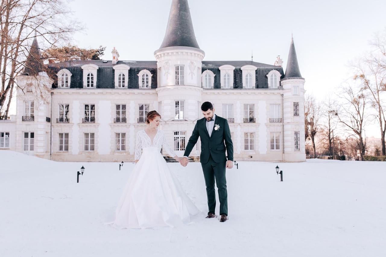 mariage hiver au chateau sous la neige