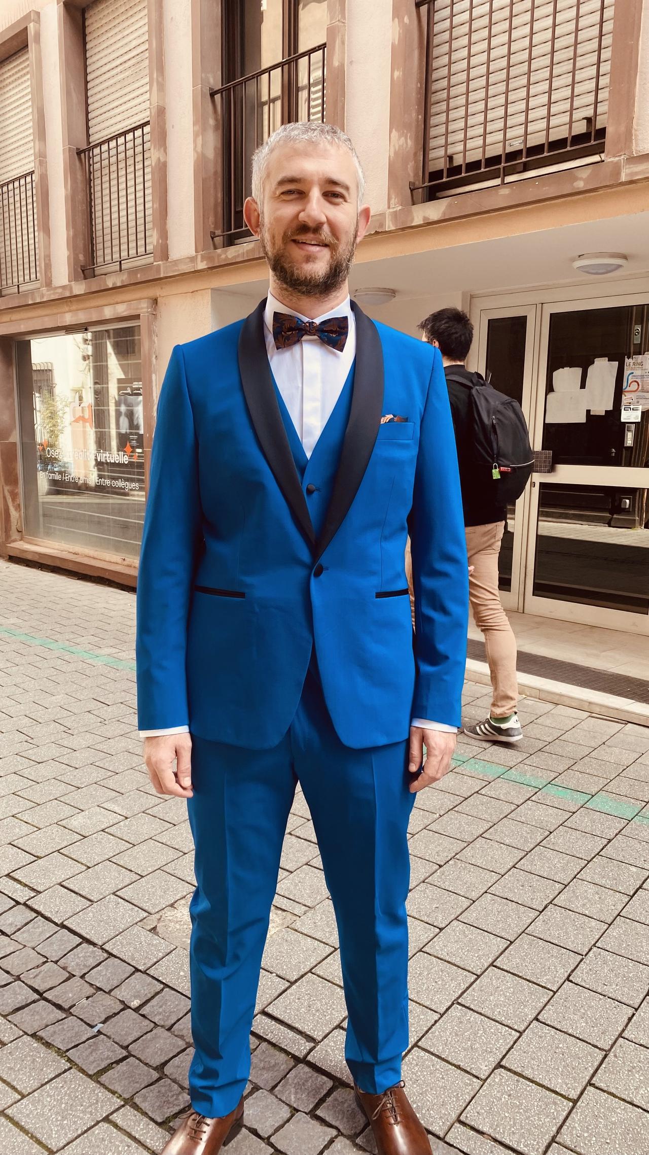 smoking de mariage pour homme bleu électrique