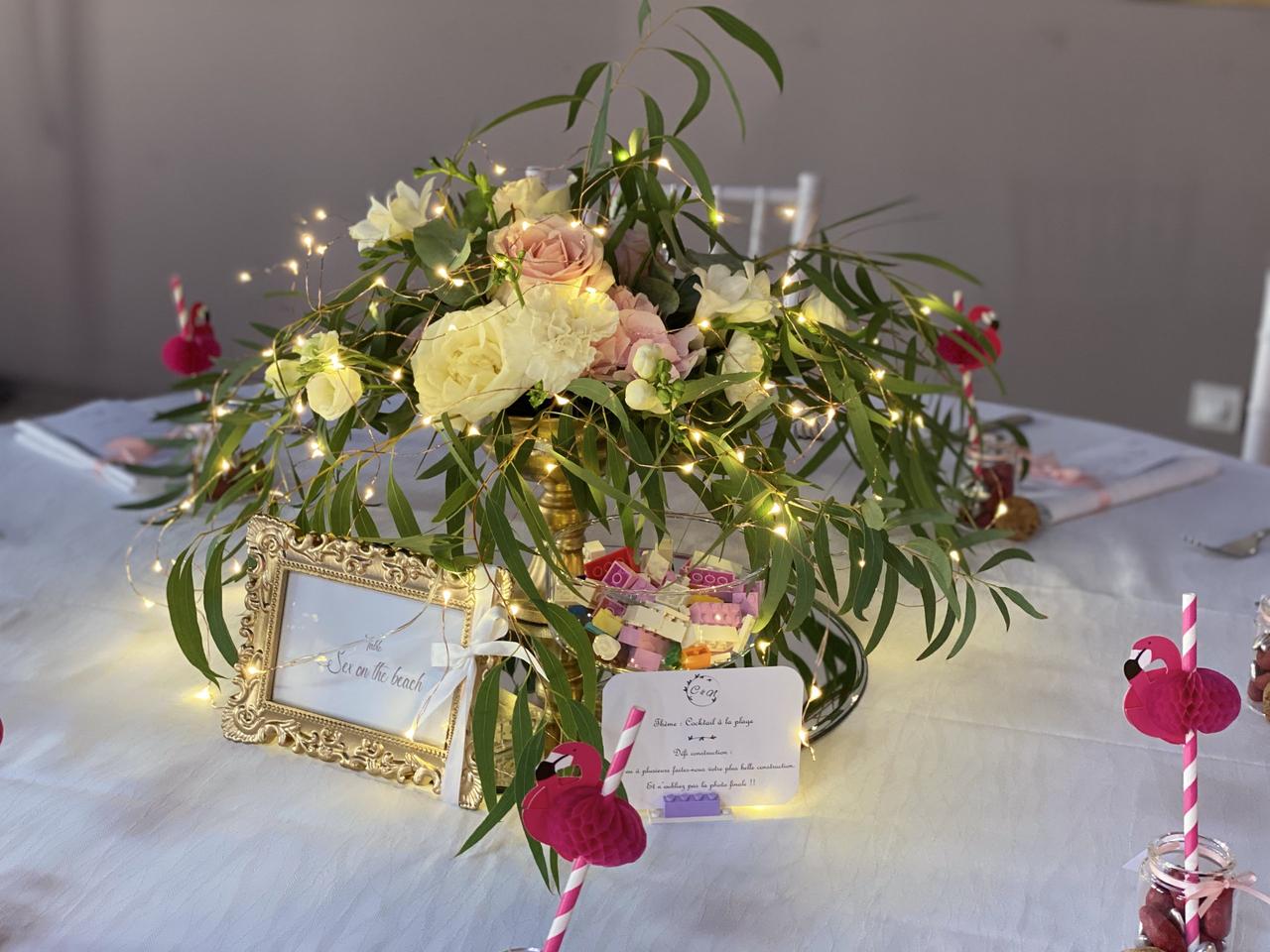 lumière mariage guirlande sur le centre de table