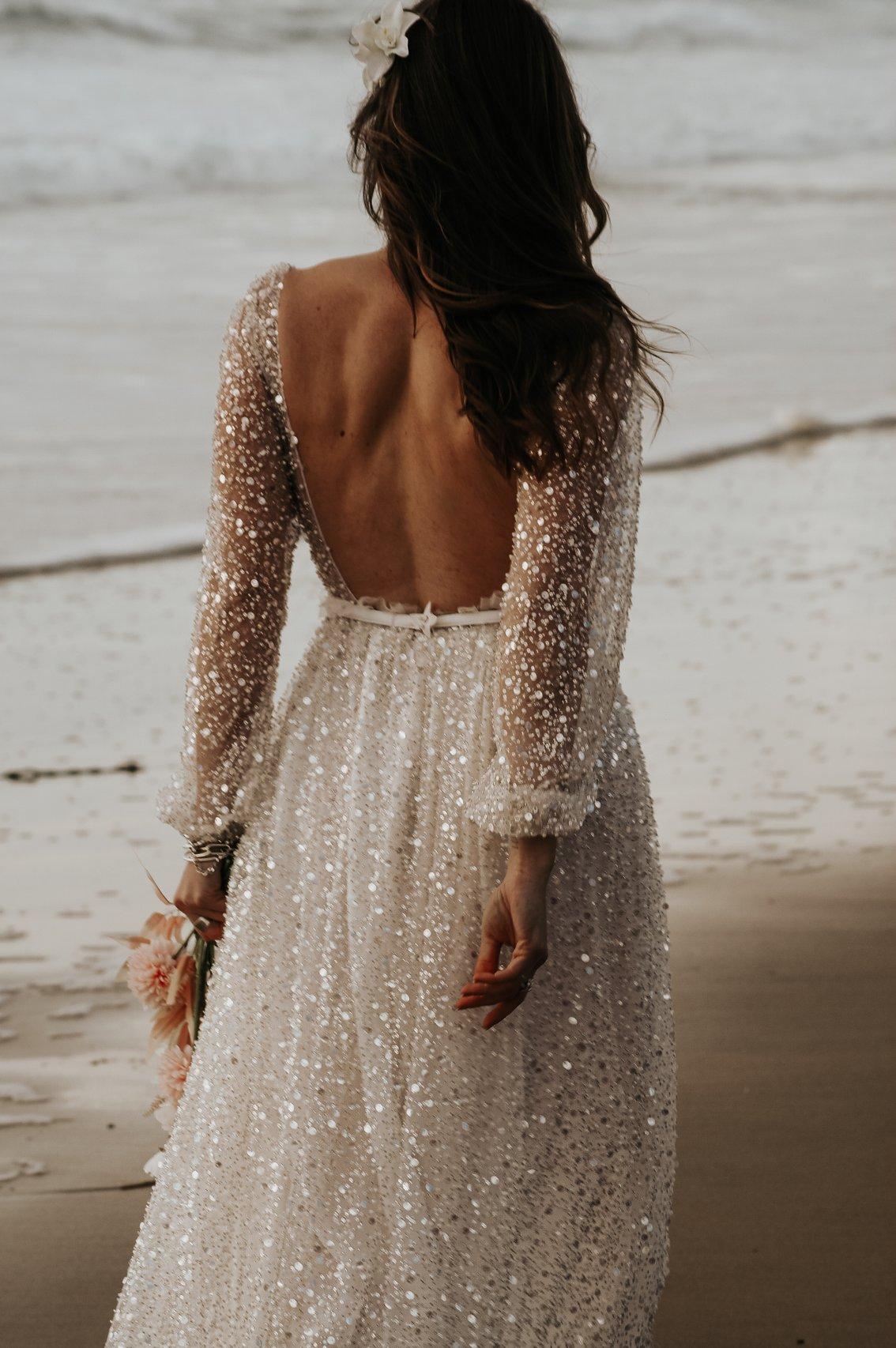 robe mariee plage paillettes