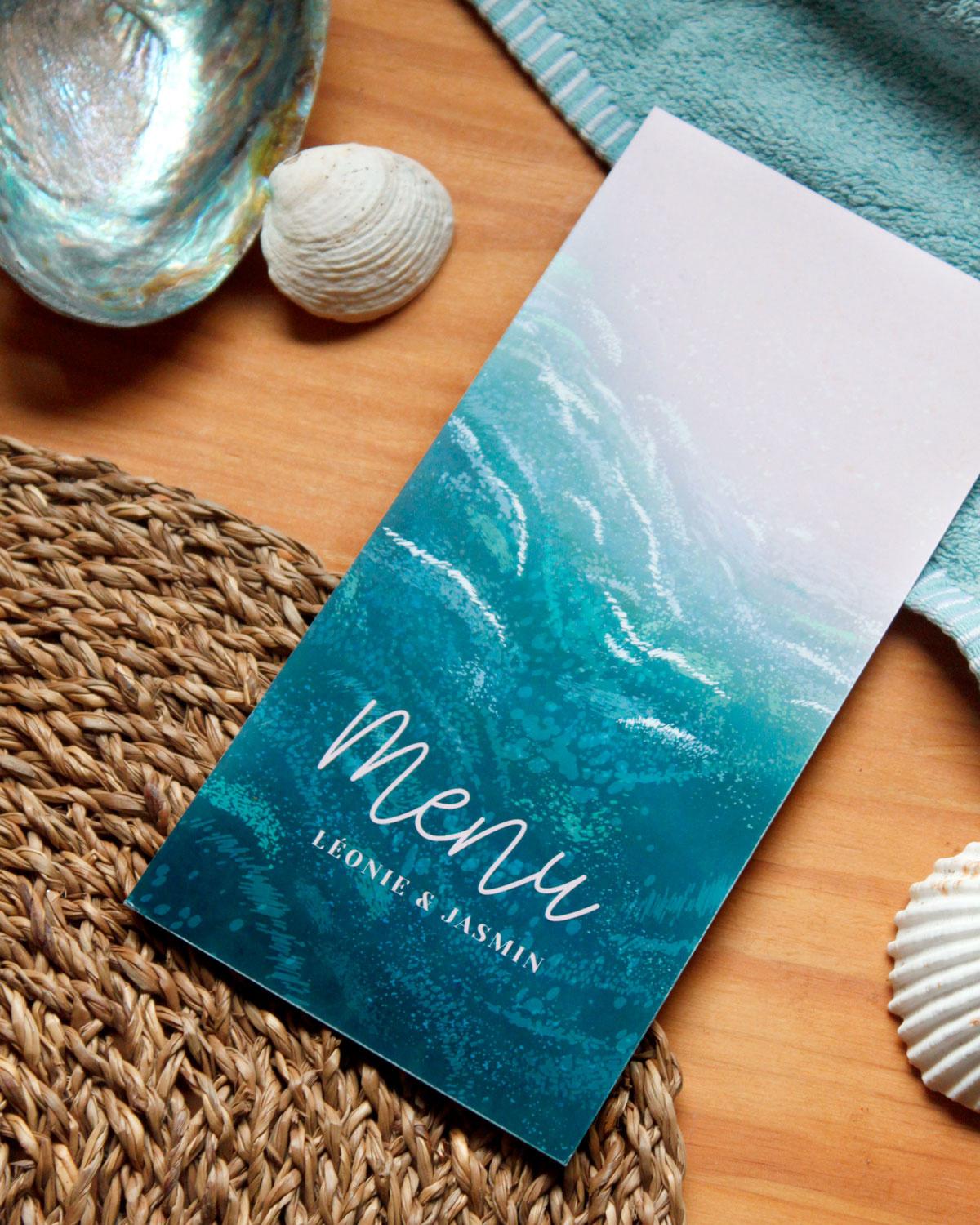 mariage theme mer papeterie bleu vagues