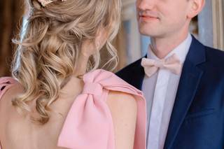 coiffure de mariée avec cheveux bouclés semi-lachés