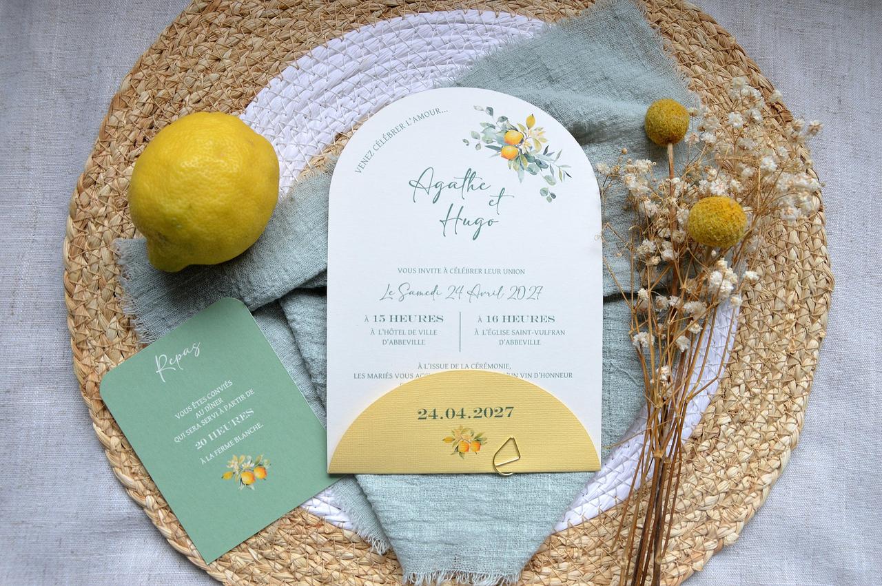 faire part mariage jaune beurre