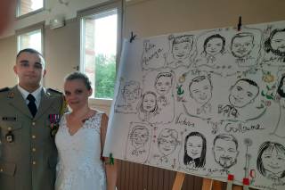 live painting animation mariage caricature groupe