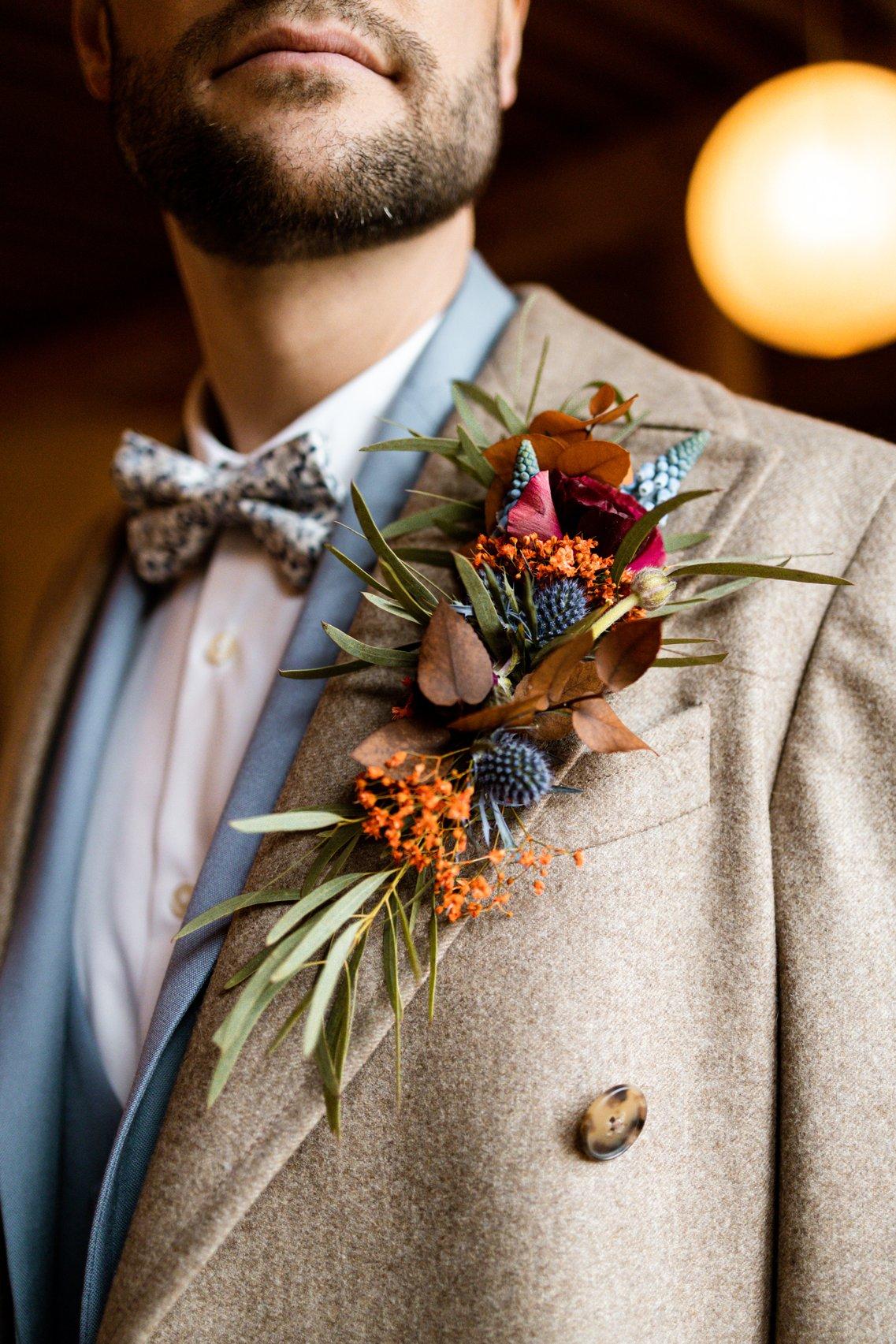 Boutonnière CHIC broche costume de marié fleurs séchées et