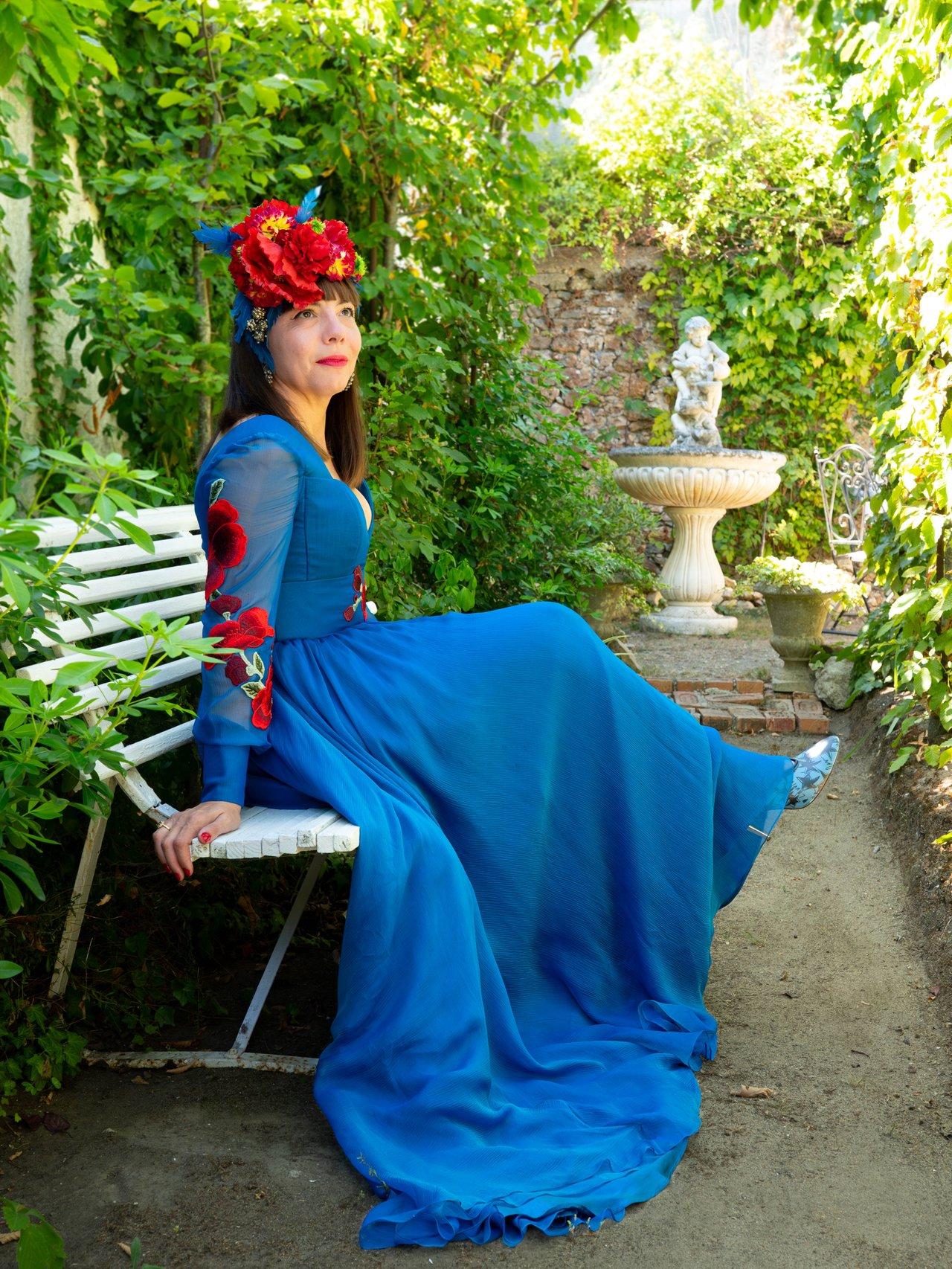 robe mariee bleu coloree