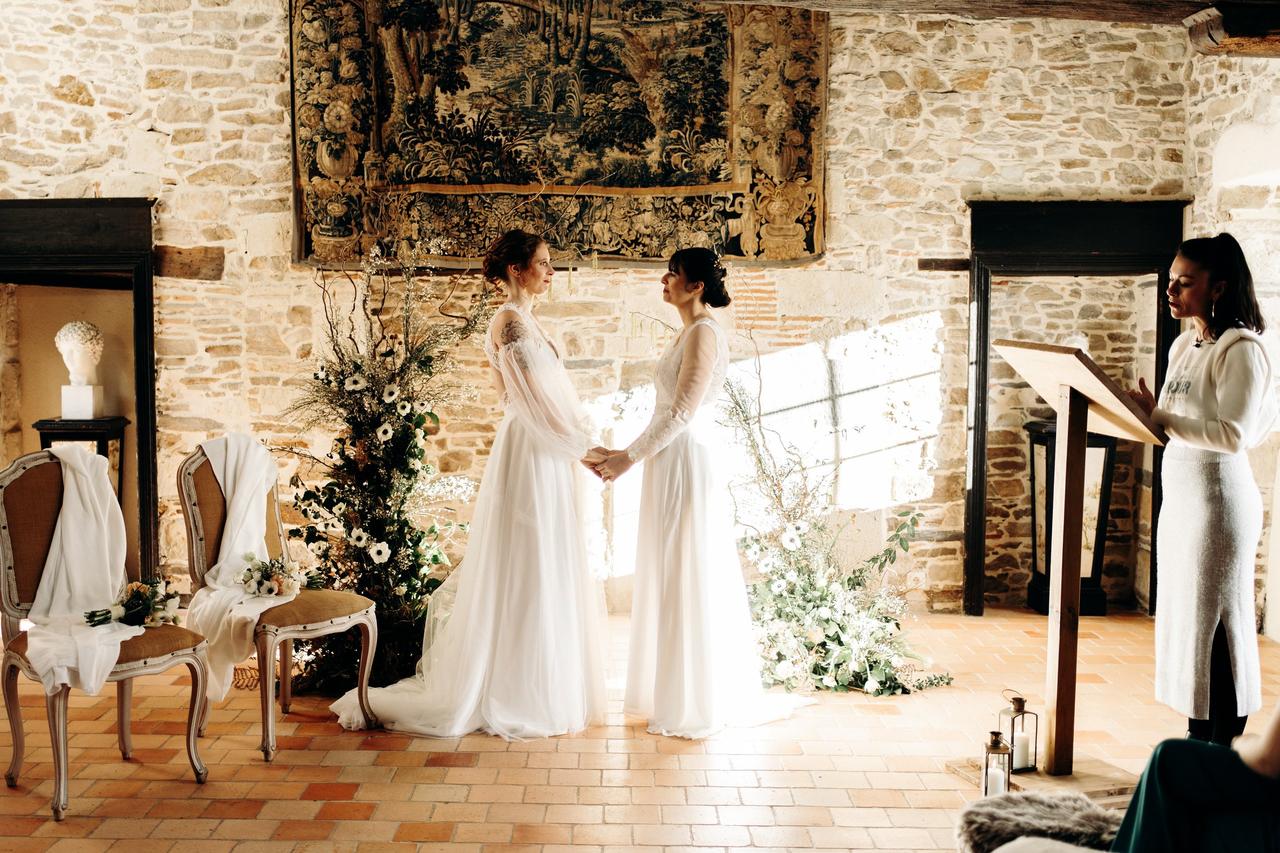 mariage hiver montagne, ceremonie laique mariage lesbien