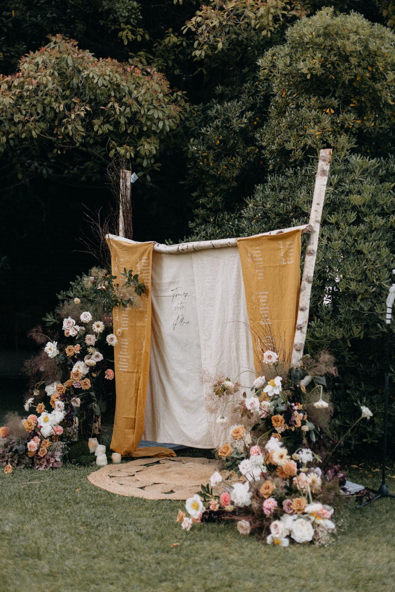 Plan de table mariage champêtre ceremonie laïque