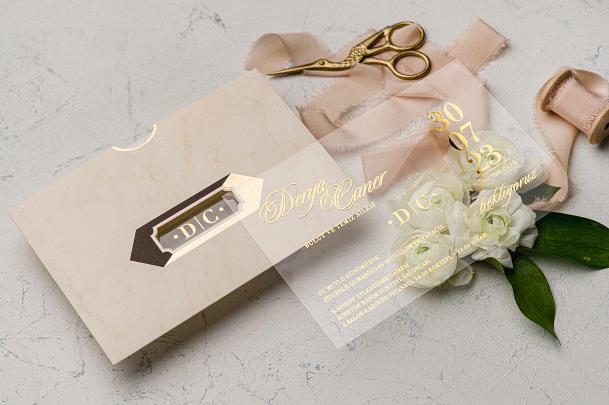 Faire-part de mariage avec papier calque