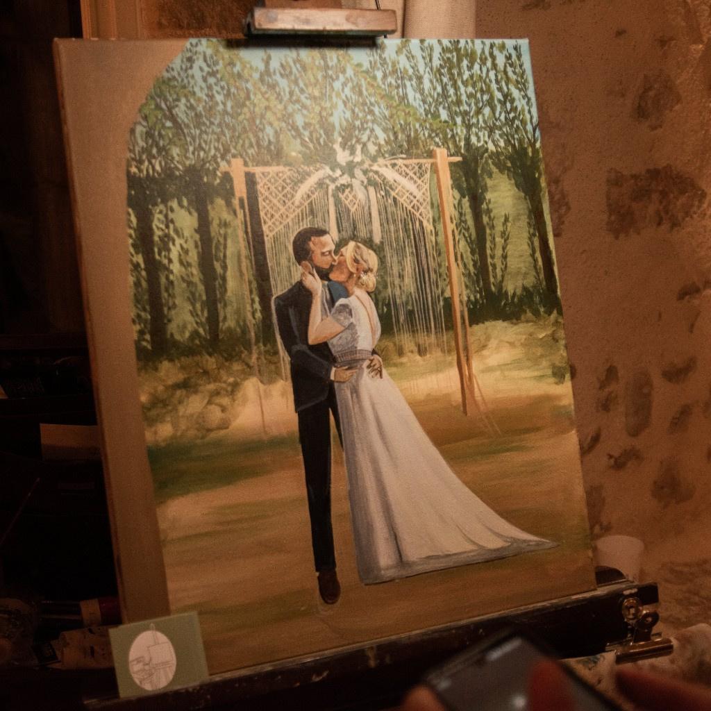 live painting animation mariage portrait maries