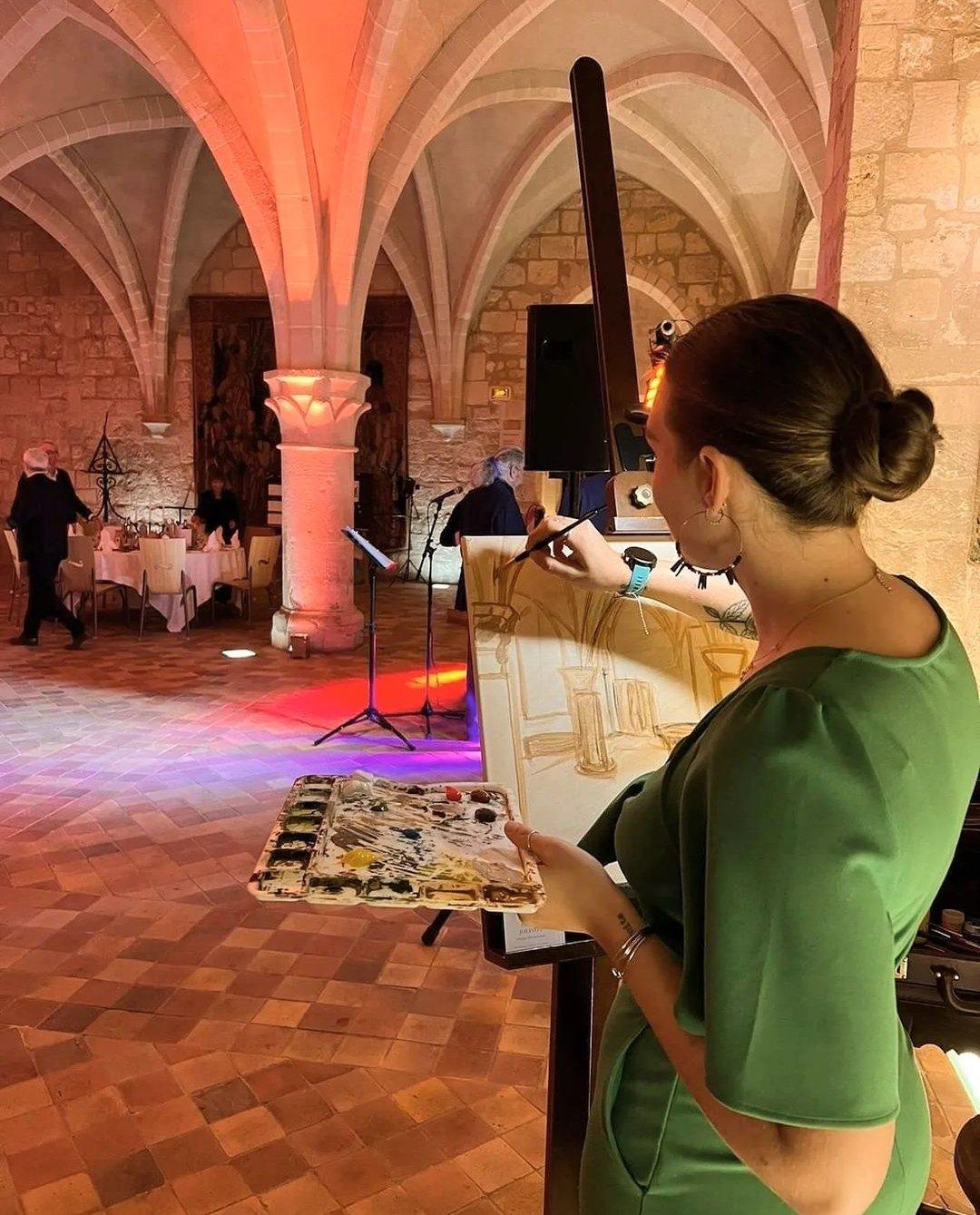 live painting animation mariage portrait couple