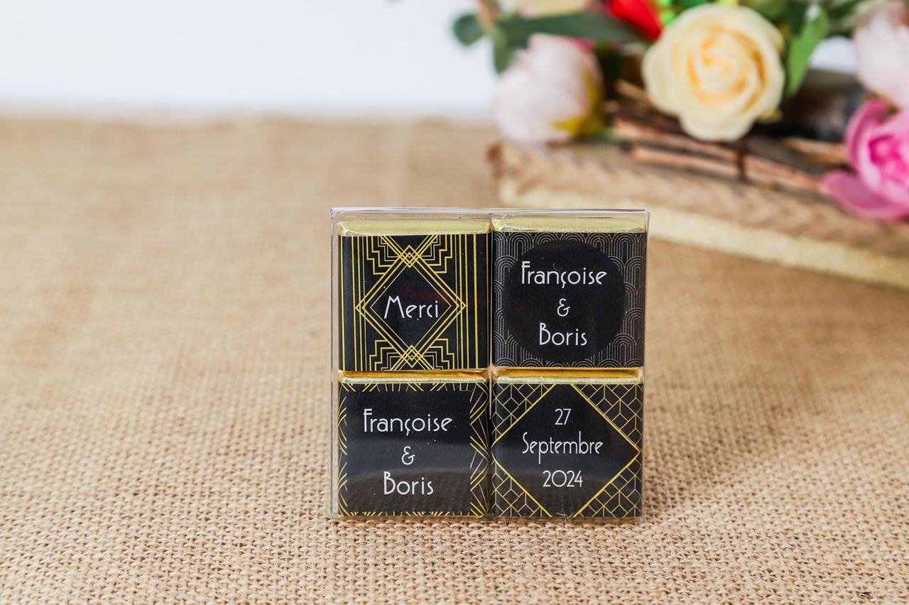 cadeaux originaux gourmands mariage invités carres de chocolat