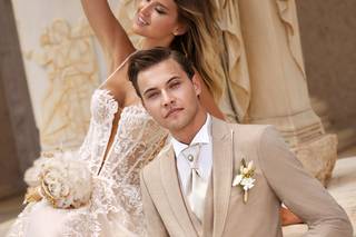 costume de mariage beige chic glamour