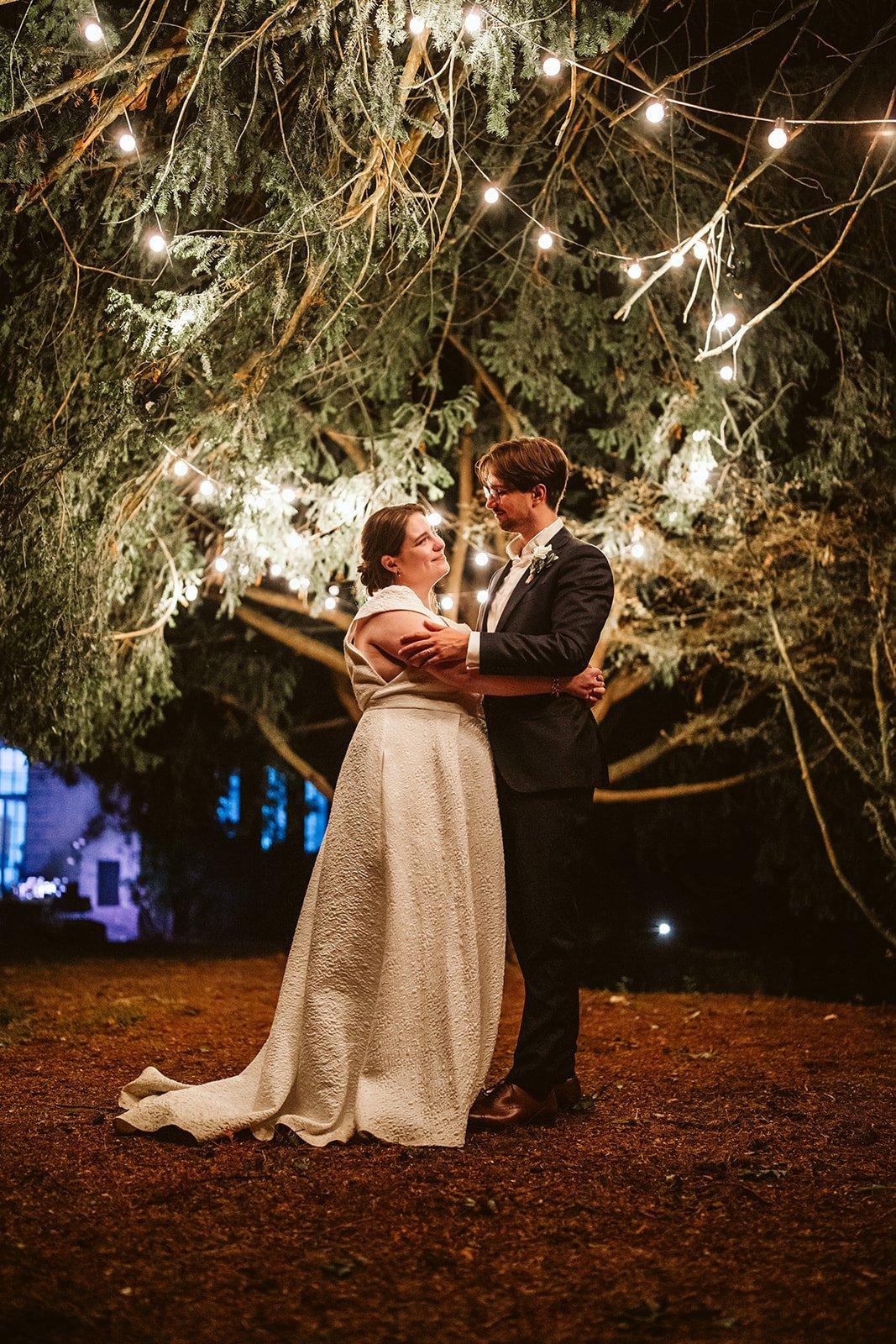 lumière mariage guirlandes dans les arbres