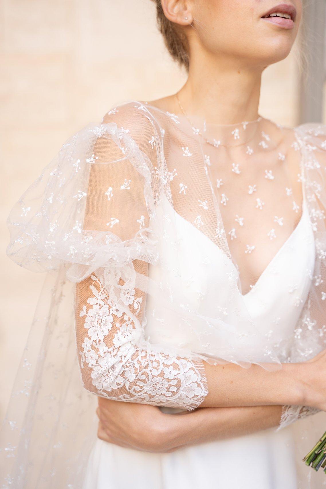 cape mariage dentelle transparente