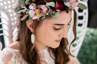 coiffure mariage bohème couronne de fleurs