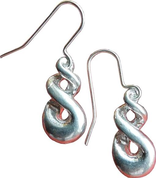 cadeau 10 ans mariage noces d'étain, boucle d'oreilles symbole infini, en etain, 