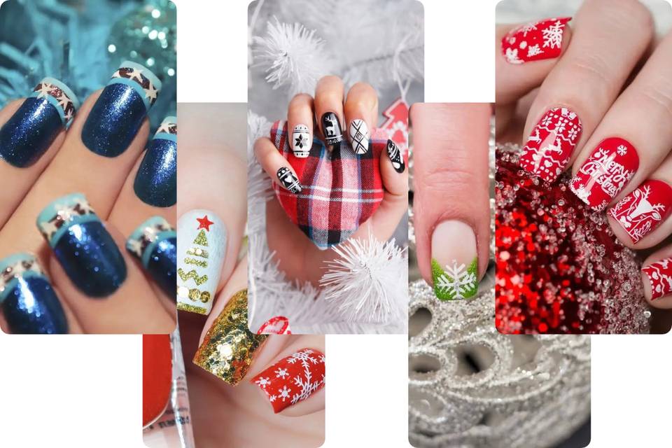 Ongles de Noël avec nail art, french de noel avec paillettes, plus beaux ongles de noel 2026
